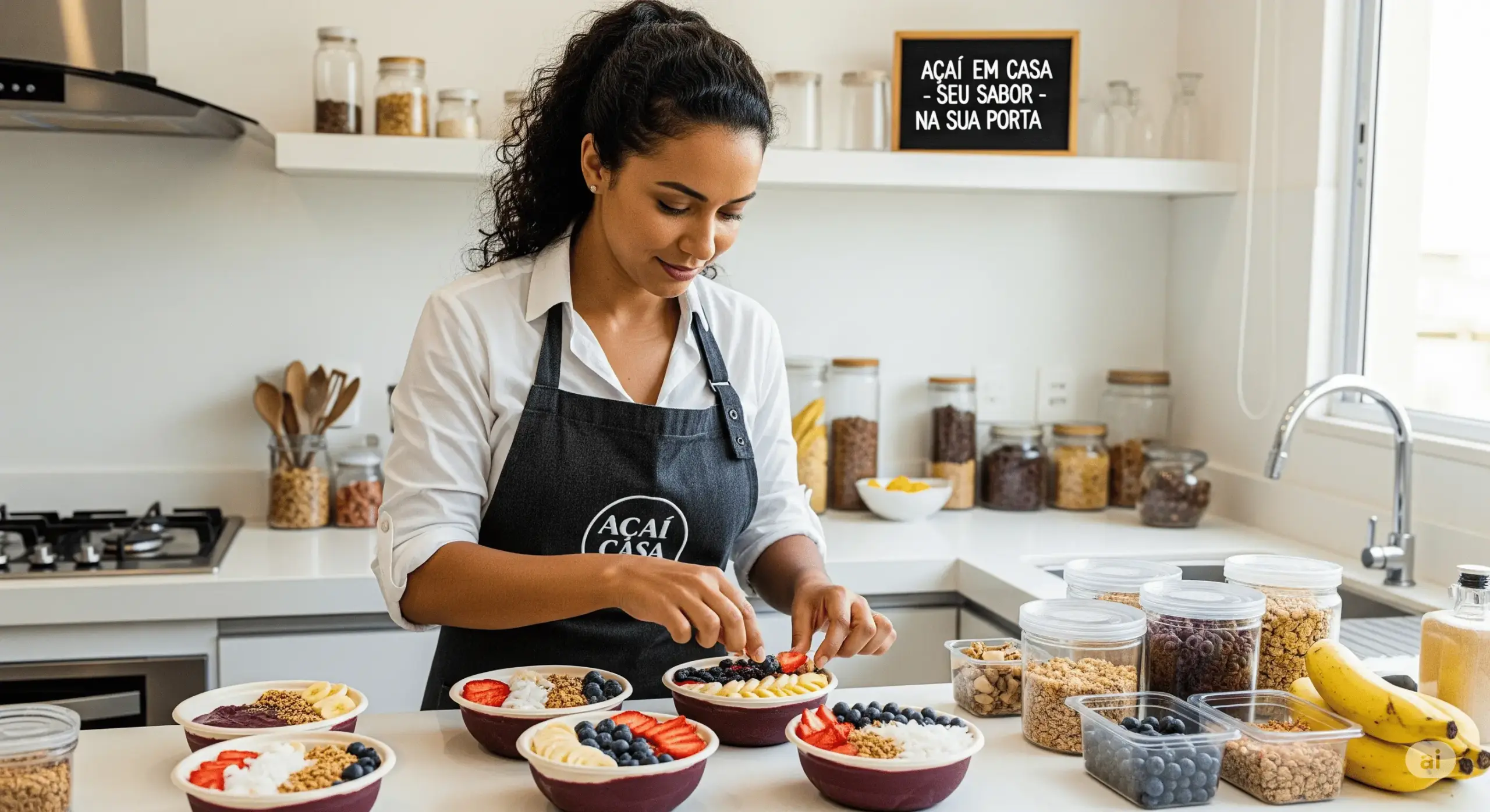 preparando açai para delivery